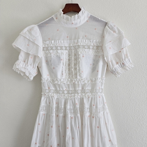 By Malina IRO Mini Dress Lase Details Romantic Embroided Coquette Size Small - Picture 3 of 16